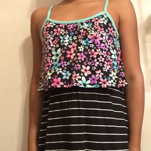 Striped and floral printed dress